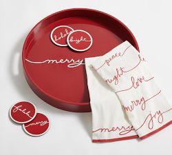 Merry Handcrafted Round Serving Tray