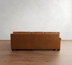York Roll Arm Leather 3-Piece Sectional (96&quot;)