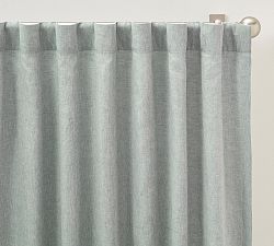 Open Box: Belgian Flax Linen Curtain, 50" W x 108" L - Mineral Blue
