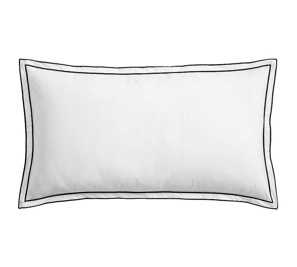 Double Embroidered Duvet Shams- Set of 2, King, White/ Black