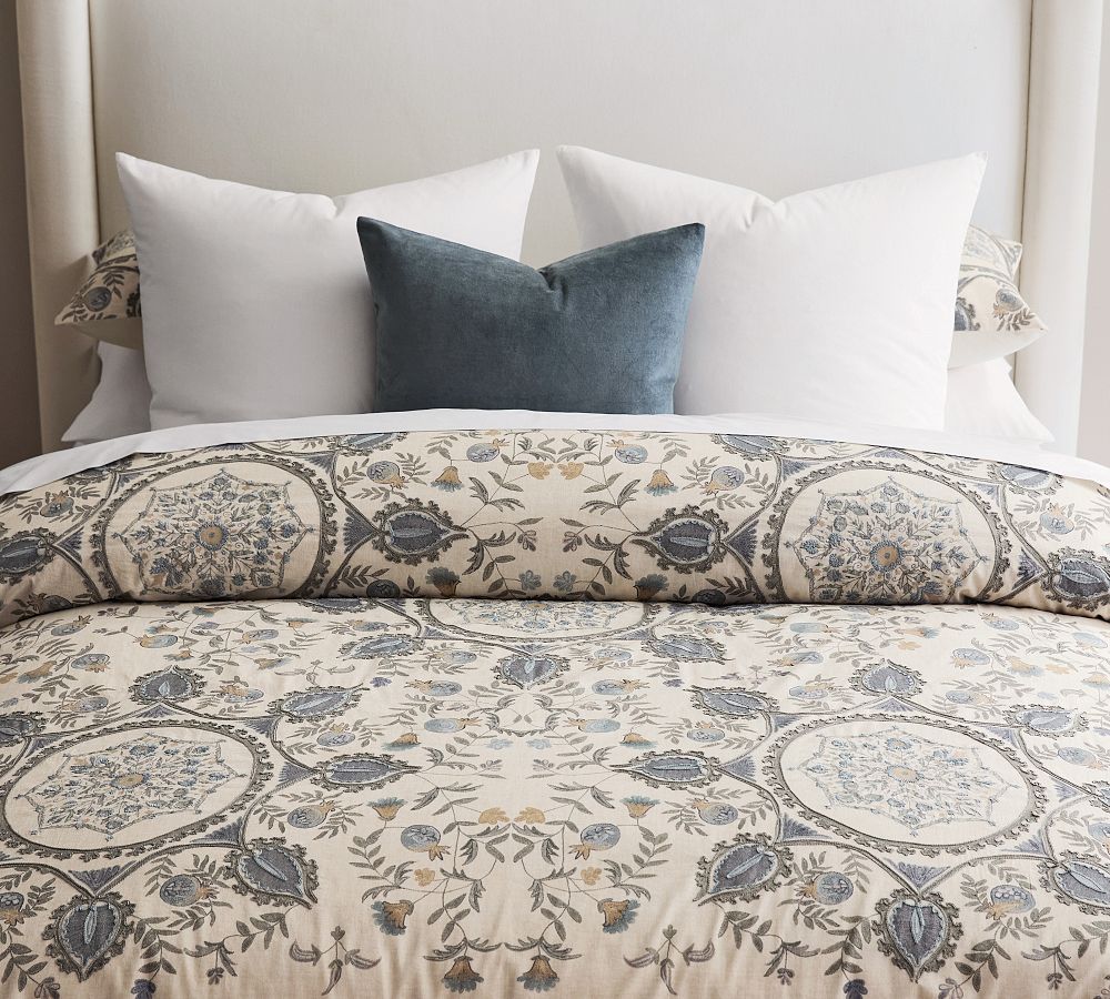 Lilah Suzani Duvet Cover - Blue Multi, King/Cal. King