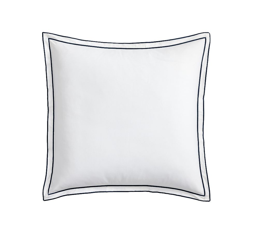 Double Embroidered Duvet Shams - White/Midnight, Euro, Set of 2