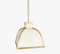 Open Box: Dalton Glass Pendant, 18" - Modern Brass, Glossy White and White Glass