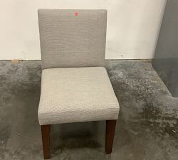 Open Box: Classic Upholstered Dining Side Chair - Performance Chateau Basketweave Light Gray, Espresso Leg