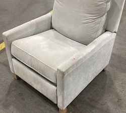 Open Box: Tyler Square Arm Upholstered Tall Recliner without Nailheads - Rustic Chenille Light Gray, Seadrift Finish