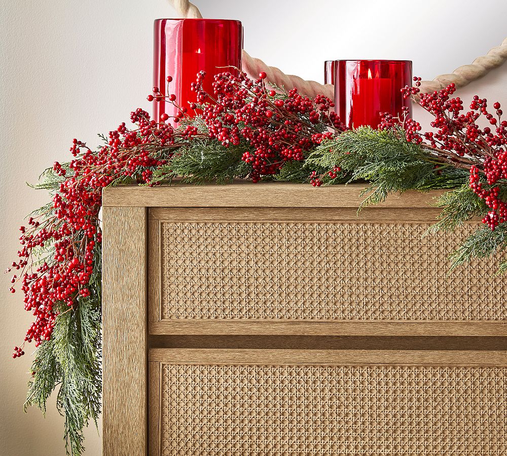 Ruby Red Glass Hurricane Candle Holder