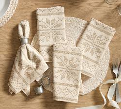 Snowflake Fair Isle Cotton Napkins - Set of 4