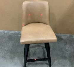 Open Box: Layton Leather Swivel Bar Stool, Counter Height - Churchfield Camel, Blackened Oak Legs