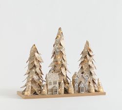 Lit Birch Tree Centerpiece