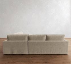 Westwood Slim Arm Slipcovered 3-Piece Wedge Sleeper Sectional (124")