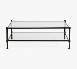 Open Box: Everson Rectangular Glass Coffee Table (52&quot;) - Antique Brass