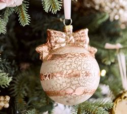 LoveShackFancy Striped Bow Mercury Ornament