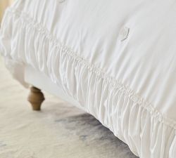 LoveShackFancy White Embellished Rosette Duvet Cover