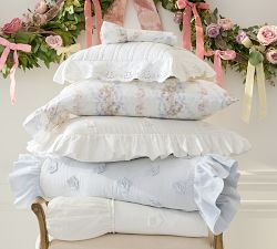 LoveShackFancy White Embellished Rosette Duvet Cover