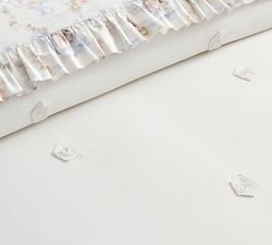 LoveShackFancy White Embellished Rosette Duvet Cover