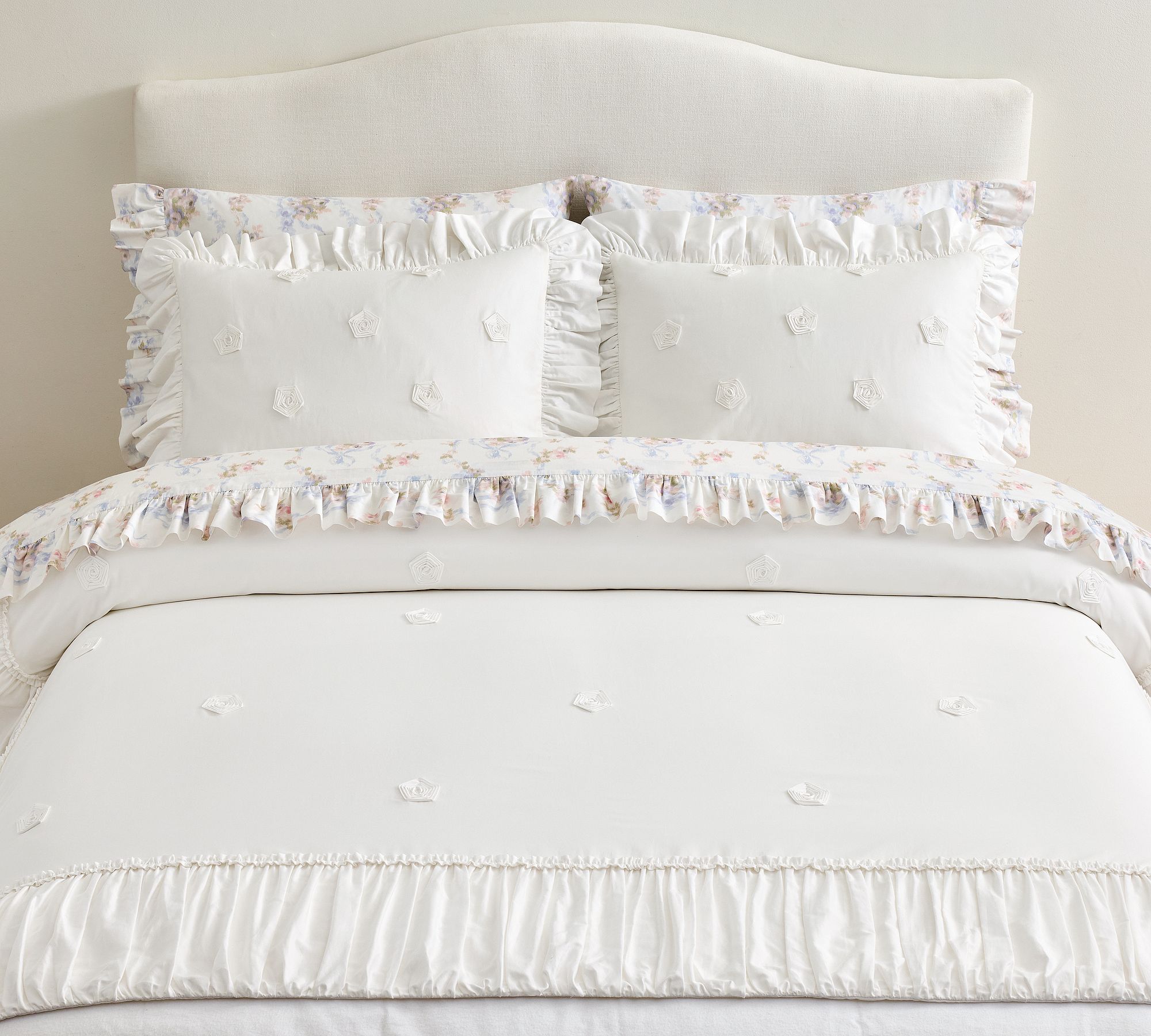 LoveShackFancy Embellished Rosette Duvet Cover