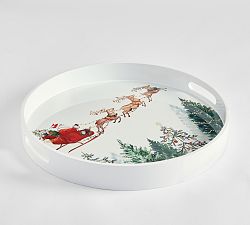 Christmas in the Country Round Lacquer Serving Tray