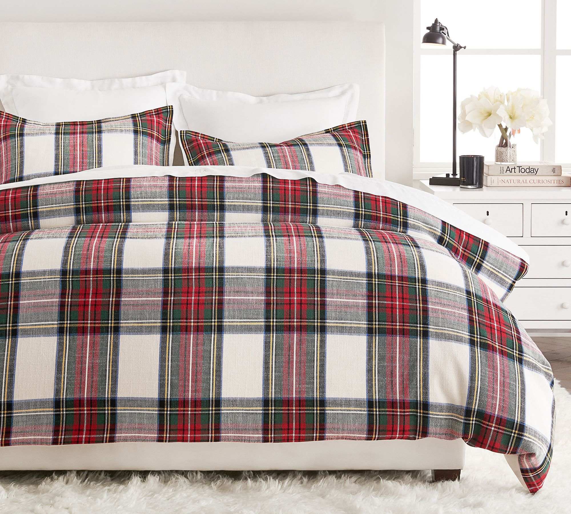 Stewart Plaid Cotton Duvet Cover - Thumbnail 3
