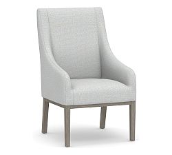 Open Box: York Upholstered Dining Armchair - Gray Wash Legs, Performance Heathered Basketweave, Dove