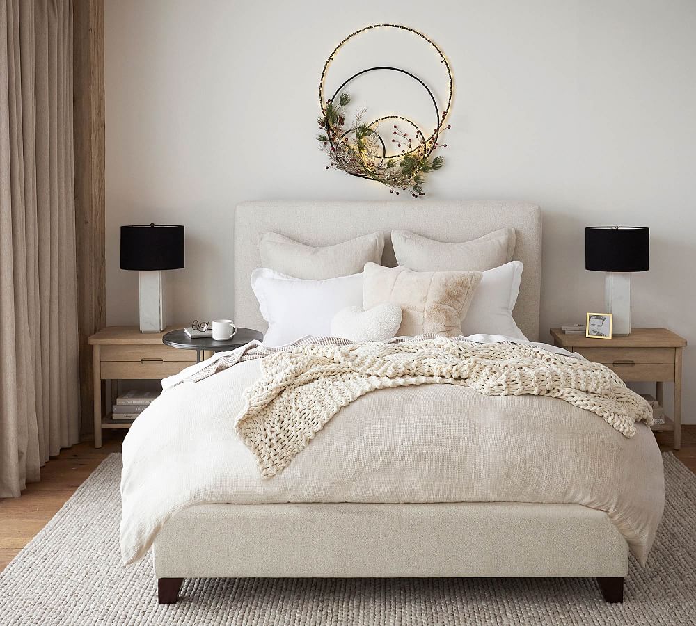 European Flax Linen Waffle Duvet Cover- King- Flax color