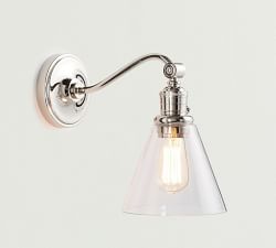 Flared Glass Curved Arm Sconce (11&quot;)