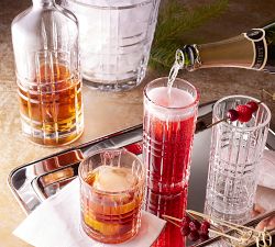 Pottery Barn Stewart Plaid Old Fashioned Glasses - Thumbnail 4