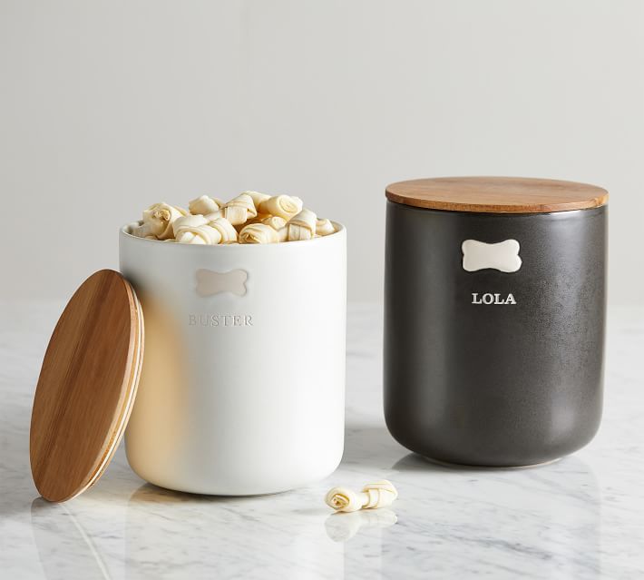Mason Stoneware Pet Treat Canister - 7.5H, Charcoal