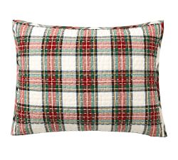 Pick-Stitch Stewart Plaid Cotton Linen Quilted Sham