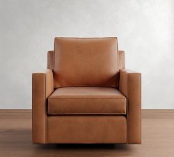 Cameron Square Arm Leather Swivel Chair