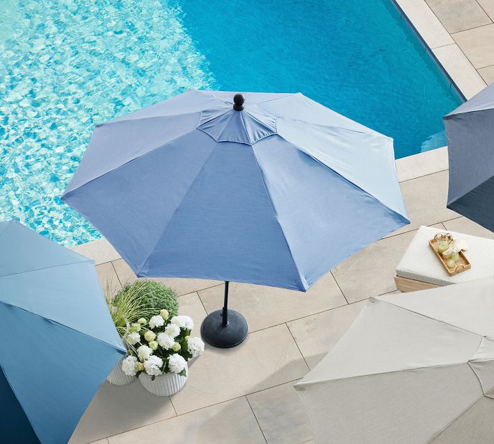 light blue patio umbrella with lights Safavieh Zimmerman 9 ft Crank Market Flap, GOVX wikiwiki 230 Lbs Cantilever color:Indigo Blue while hook