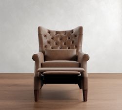 Champlain Tufted Roll Arm Leather Recliner - Thumbnail 4