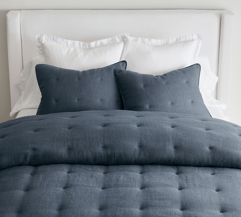 European Flax Linen Tufted Waffle Comforter