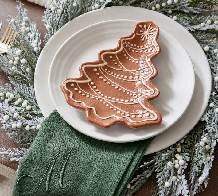 Gingerbread Tree Stoneware Appetizer Plates - Set of 4 | Pottery Barn