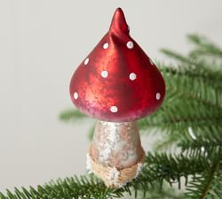 Mercury Glass Mushroom Christmas Tree Clip - Set of 5