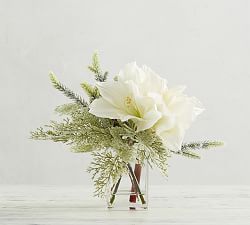 Faux Amaryllis Composed Arrangement - White