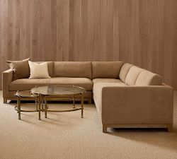 Jake Leather Seadrift Wood Base 3-Piece L-Shaped Sectional (108&quot;-111&quot;)