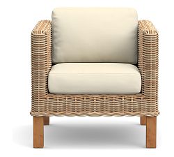 Huntington Petite Outdoor Lounge Chair Replacement Cushion, High Performance Canvas, Natural