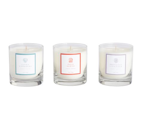 Apothecary Mini Scented Candles, Set of 3 - Palo Santo, Linen Cashmere, & Lavender