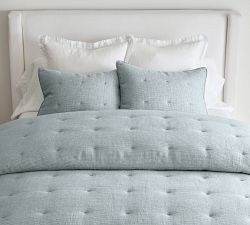 European Flax Linen Tufted Waffle Comforter Sham