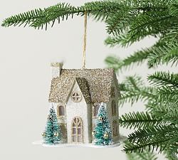 Light Up German Glitter House Ornament