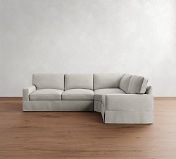 PB Comfort Square Arm Slipcovered 3-Piece Wedge Sleeper Sectional (119&quot;)