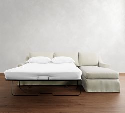 York Slope Arm Slipcovered Chaise Sleeper Sectional (99")
