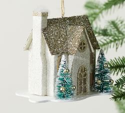 Light Up German Glitter House Ornament