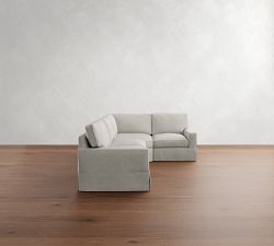 PB Comfort Square Arm Slipcovered 3-Piece Wedge Sleeper Sectional (119&quot;)