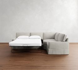 PB Comfort Square Arm Slipcovered 3-Piece Wedge Sleeper Sectional (119&quot;)