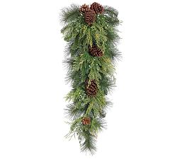 Faux Pine Teardrop With Pinecones - 36&quot;