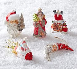 Mercury Glass Santa Ornaments