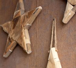 Recycled Hanging Wooden Stars - Set Of 3