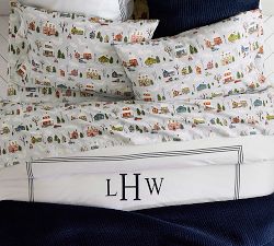 Winter Village Organic Flannel Sheet Set