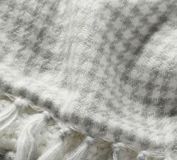 Houndstooth Sherpa Back Fringe Throw